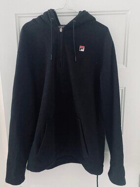 FILA Black hoddie | Quarter Zipper for Men